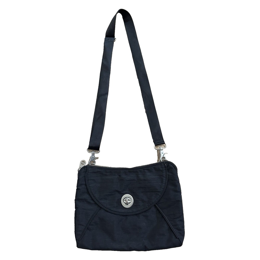 Baggallini Crossbody Shoulder Bag Black Nylon Travel Purse Adjustable Strap